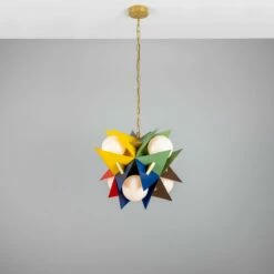 Bisbee Multicoloured Avant-garde Chandelier With Opal Glass Globes, Six-Light -Home-Lighting Sale mlf355multi