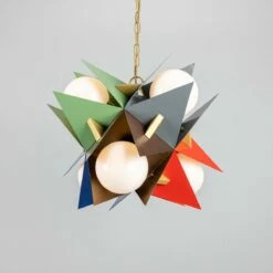 Bisbee Multicoloured Avant-garde Chandelier With Opal Glass Globes, Six-Light -Home-Lighting Sale mlf355multi 3