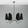 Para Modern Brass Chandelier With Fabric Shades, Six-Arm