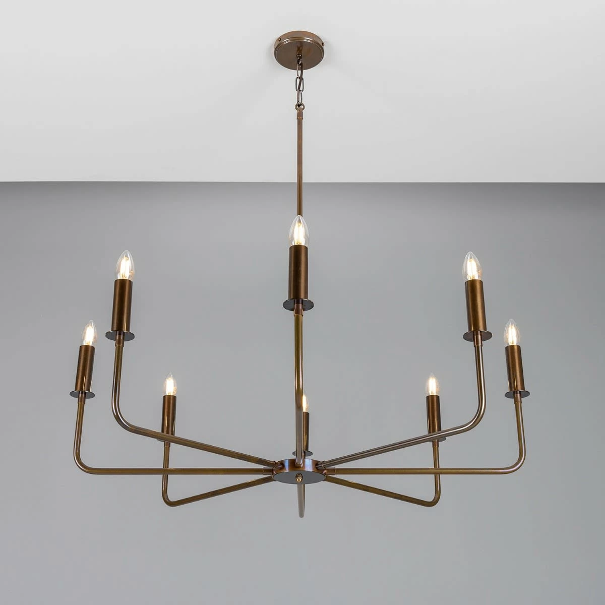 Irvine Modern Brass Chandelier, Eight-Light 5 Irvine Modern Brass Chandelier, Eight-Light - Image 4