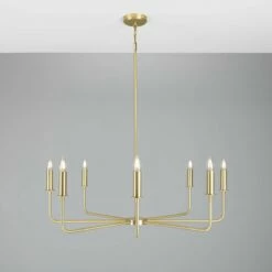 Irvine Modern Brass Chandelier, Eight-Light 33 Irvine Modern Brass Chandelier, Eight-Light -Home-Lighting Sale mlf357satbrs