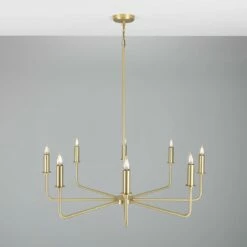 Irvine Modern Brass Chandelier, Eight-Light 34 Irvine Modern Brass Chandelier, Eight-Light -Home-Lighting Sale mlf357satbrs 1