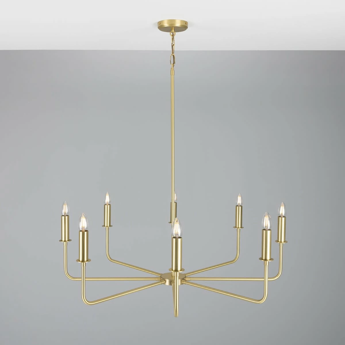 Irvine Modern Brass Chandelier, Eight-Light 15 Irvine Modern Brass Chandelier, Eight-Light - Image 14