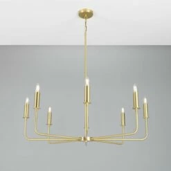 Irvine Modern Brass Chandelier, Eight-Light 35 Irvine Modern Brass Chandelier, Eight-Light -Home-Lighting Sale mlf357satbrs 2