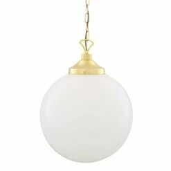 Yerevan Opal Glass Globe Pendant Light 15.7" -Home-Lighting Sale mlp012polbrs