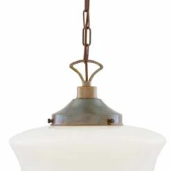 1920's Classic Schoolhouse Glass Pendant Light 13.8" -Home-Lighting Sale mlp117antbrs 3