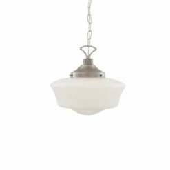 1920's Classic Schoolhouse Glass Pendant Light 13.8" -Home-Lighting Sale mlp117antslv