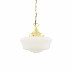 1920's Classic Schoolhouse Glass Pendant Light 13.8" -Home-Lighting Sale mlp117polbrs 1