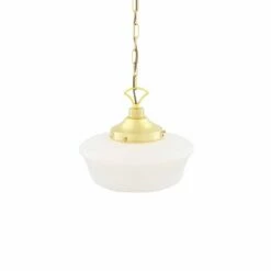 1920's Classic Schoolhouse Glass Pendant Light 13.8" -Home-Lighting Sale mlp117polbrs 2