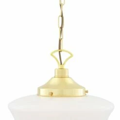 1920's Classic Schoolhouse Glass Pendant Light 13.8" -Home-Lighting Sale mlp117polbrs 3