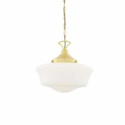 1920's Classic Schoolhouse Glass Pendant Light 13.8" -Home-Lighting Sale mlp117satbrs 1