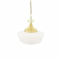 1920's Classic Schoolhouse Glass Pendant Light 13.8" -Home-Lighting Sale mlp117satbrs 2