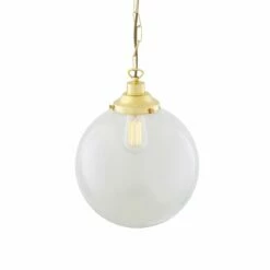Riad Clear Glass Globe Pendant Light 11.8" 21 Riad Clear Glass Globe Pendant Light 11.8" -Home-Lighting Sale mlp267polbrs 2