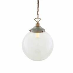 Riad Large Clear Glass Globe Pendant Light 13.8" 22 Riad Large Clear Glass Globe Pendant Light 13.8" -Home-Lighting Sale mlp268antbrs 2