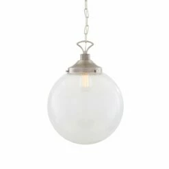 Riad Large Clear Glass Globe Pendant Light 13.8" 24 Riad Large Clear Glass Globe Pendant Light 13.8" -Home-Lighting Sale mlp268antslv