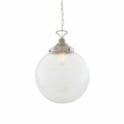 Riad Large Clear Glass Globe Pendant Light 13.8" 25 Riad Large Clear Glass Globe Pendant Light 13.8" -Home-Lighting Sale mlp268antslv 1