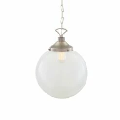 Riad Large Clear Glass Globe Pendant Light 13.8" 26 Riad Large Clear Glass Globe Pendant Light 13.8" -Home-Lighting Sale mlp268antslv 2