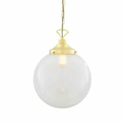 Riad Large Clear Glass Globe Pendant Light 13.8" 28 Riad Large Clear Glass Globe Pendant Light 13.8" -Home-Lighting Sale mlp268polbrs