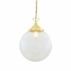 Riad Large Clear Glass Globe Pendant Light 13.8" 29 Riad Large Clear Glass Globe Pendant Light 13.8" -Home-Lighting Sale mlp268polbrs 1