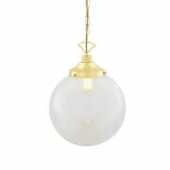 Riad Large Clear Glass Globe Pendant Light 13.8" 30 Riad Large Clear Glass Globe Pendant Light 13.8" -Home-Lighting Sale mlp268polbrs 2