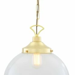 Riad Large Clear Glass Globe Pendant Light 13.8" 31 Riad Large Clear Glass Globe Pendant Light 13.8" -Home-Lighting Sale mlp268polbrs 3
