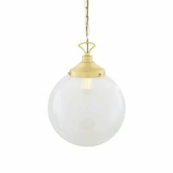 Riad Large Clear Glass Globe Pendant Light 13.8" 33 Riad Large Clear Glass Globe Pendant Light 13.8" -Home-Lighting Sale mlp268satbrs 1
