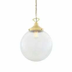 Riad Large Clear Glass Globe Pendant Light 13.8" 34 Riad Large Clear Glass Globe Pendant Light 13.8" -Home-Lighting Sale mlp268satbrs 2