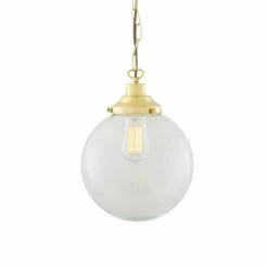 Riad Clear Glass Globe Pendant Light 25cm 20 Riad Clear Glass Globe Pendant Light 25cm -Home-Lighting Sale mlp309polbrs