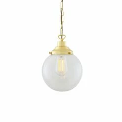 Riad Small Clear Glass Globe Pendant Light 7.9" -Home-Lighting Sale mlp336polbrs