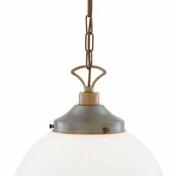 Yerevan Large Opal Glass Globe Pendant Light 13.8" 14 Yerevan Large Opal Glass Globe Pendant Light 13.8" -Home-Lighting Sale mlp350antbrs 3