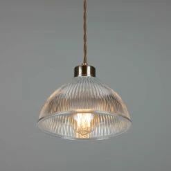 Boston Vintage Holophane Glass Pendant Light 7.9" -Home-Lighting Sale mlp381antbrs 1 1