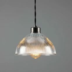 Boston Vintage Holophane Glass Pendant Light 7.9" -Home-Lighting Sale mlp381antslv