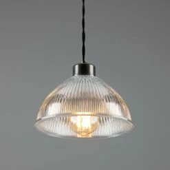 Boston Vintage Holophane Glass Pendant Light 7.9" -Home-Lighting Sale mlp381antslv 1