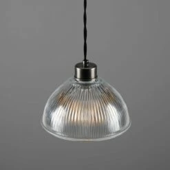 Boston Vintage Holophane Glass Pendant Light 7.9" -Home-Lighting Sale mlp381antslv 2