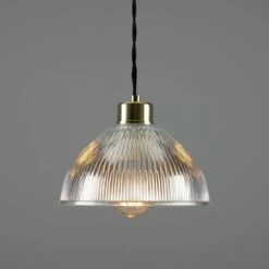 Boston Vintage Holophane Glass Pendant Light 7.9" -Home-Lighting Sale mlp381polbrs 1
