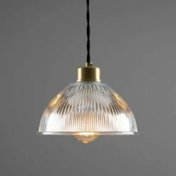 Boston Vintage Holophane Glass Pendant Light 7.9" -Home-Lighting Sale mlp381satbrs 1