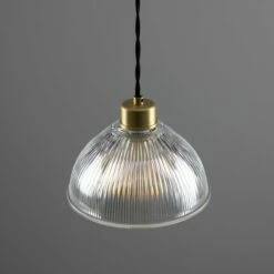 Boston Vintage Holophane Glass Pendant Light 7.9" -Home-Lighting Sale mlp381satbrs 3
