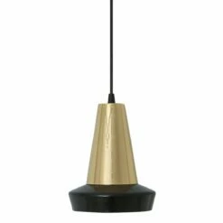 Malabo Matte Black And Polished Brass Pendant Light 16.3"