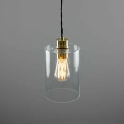 Dalat Small Clear Glass Cylinder Pendant Light 5.5" -Home-Lighting Sale mlp414polbrs 4