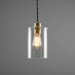 Dalat Small Clear Glass Cylinder Pendant Light 5.5"
