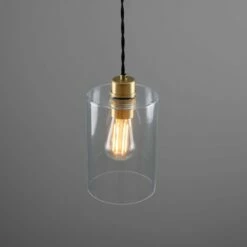 Dalat Small Clear Glass Cylinder Pendant Light 5.5" -Home-Lighting Sale mlp414satbrs 3