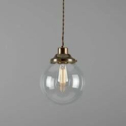 Virginia Small Clear Glass Globe Pendant Light 7.9" 22 Virginia Small Clear Glass Globe Pendant Light 7.9" -Home-Lighting Sale mlp433antbrs 1
