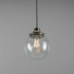 Virginia Small Clear Glass Globe Pendant Light 7.9" 27 Virginia Small Clear Glass Globe Pendant Light 7.9" -Home-Lighting Sale mlp433antslv 1 1