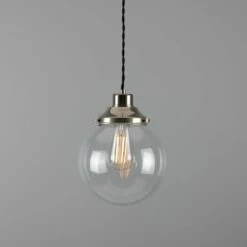 Virginia Small Clear Glass Globe Pendant Light 7.9" 26 Virginia Small Clear Glass Globe Pendant Light 7.9" -Home-Lighting Sale mlp433antslv 3