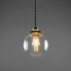 Virginia Small Clear Glass Globe Pendant Light 7.9" 20 Virginia Small Clear Glass Globe Pendant Light 7.9" -Home-Lighting Sale mlp433polbrs 2