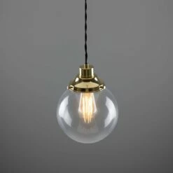 Virginia Small Clear Glass Globe Pendant Light 7.9" 21 Virginia Small Clear Glass Globe Pendant Light 7.9" -Home-Lighting Sale mlp433polbrs 3