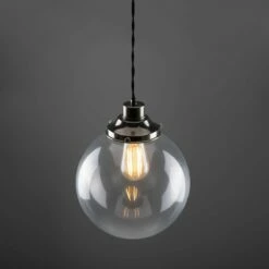 Virginia Clear Glass Globe Pendant Light 9.8" -Home-Lighting Sale mlp434antslv 2