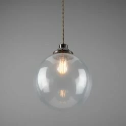 Virginia Clear Glass Globe Pendant Light 11.8" -Home-Lighting Sale mlp435antbrs 2