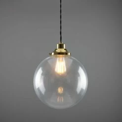 Virginia Clear Glass Globe Pendant Light 11.8" -Home-Lighting Sale mlp435polbrs