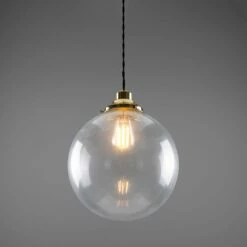 Virginia Clear Glass Globe Pendant Light 11.8" -Home-Lighting Sale mlp435polbrs 1